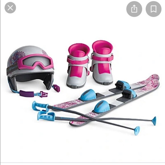 American Girl Other - New American Girl Ski Set Helmet Goggles Skis